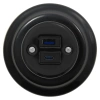 Ładowarka USB A+C 20W okrągła czarna ceramiczna podtynkowa z ramką - Ceramic Loft