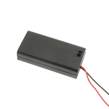 Koszyk baterii AA x2 z pokrywą, włącznikiem i przewodami