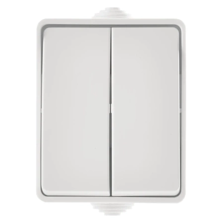 Włącznik światła podwójny IP54, montaż natynkowy, kolor biały, EMOS A1398.4