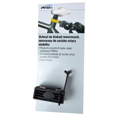 Uchwyt do blokad rowerowych mocowany do zacisku sztycy siodełka, proFex