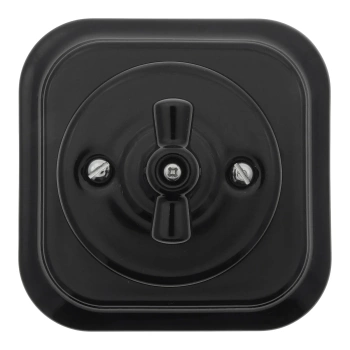 Włącznik światła schodowy obrotowy ceramiczny, kwadratowy z ramką, podtynkowy czarny Ceramic Loft