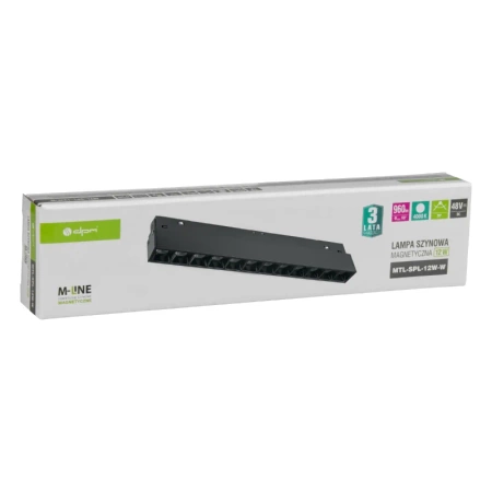 Reflektor szynowy magnetyczny liniowy 12W 960lm 4000K czarny M-LINE