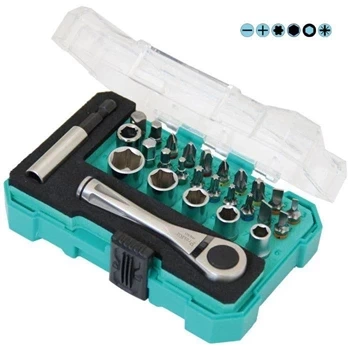 Zestaw bitów i kluczy nasadowych 27szt z grzechotką, Proskit SD-2318M