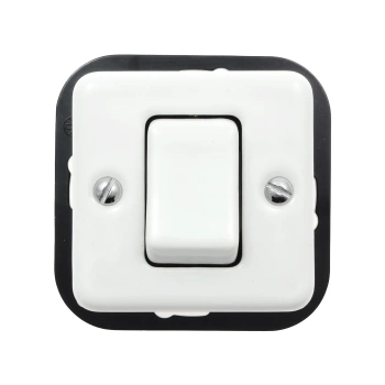 Włącznik światła pojedynczy dwubiegunowy ceramiczny, kwadratowy podtynkowy biały Ceramic Loft