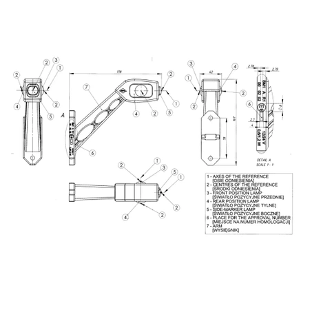 Lampa obrysowa LD518 na wysięgniku, prawa, L1097