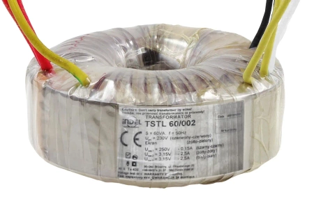 Transformator toroidalny lampowy TSTL 60/002, 60VA, 250V + 3,15V-0-3,15V, Indel