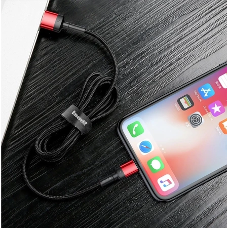 Kabel USB-A - Lightning, 2,4 A, 1 m, szaro-czarny, Baseus