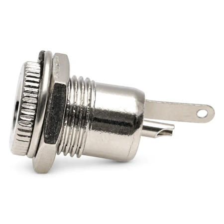Gniazdo zasilania DC 2,1/5,5 mm do obudowy, metalowe (nakrętka)