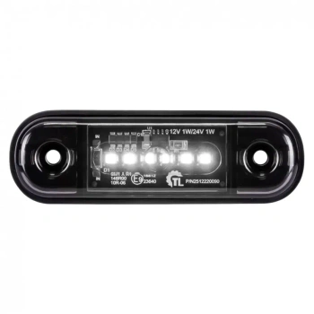 Lampa obrysowa LED biała 6 diod 12/24 V, klosz przyciemniany DARK - L1320