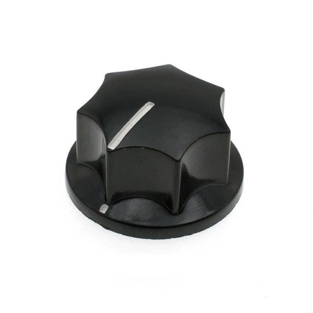 Gałka z kołnierzem do potencjometru na oś 6mm - 28x15mm - z bakelitu, czarna