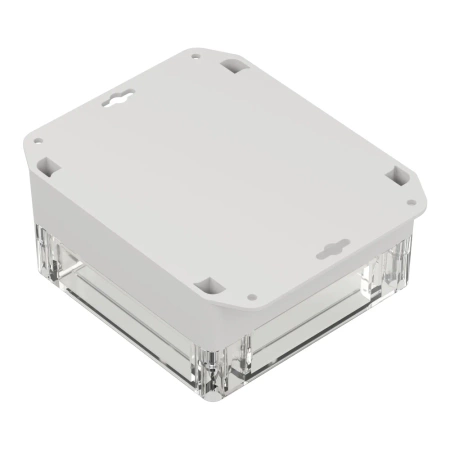 Obudowa hermetyczna ZP120.120.60UJPH, 119,9 × 119,9 × 60 mm, ABS+PC, jasnoszara, z uchem, z przezroczystym wieczkiem, Kradex