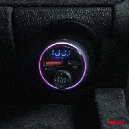 Transmiter FM + USB-A + USB-C, AMIO-04655