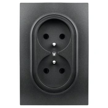 Gniazdo elektryczne podwójne z ramką, montaż podtynkowy, kolor czarny OVAL Electromalt OVA1029B