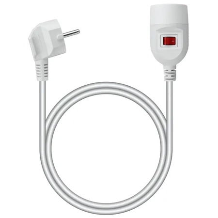 Przedłużacz 3m, 1 gniazdo z wyłącznikiem, 2300W, PS63 biały
