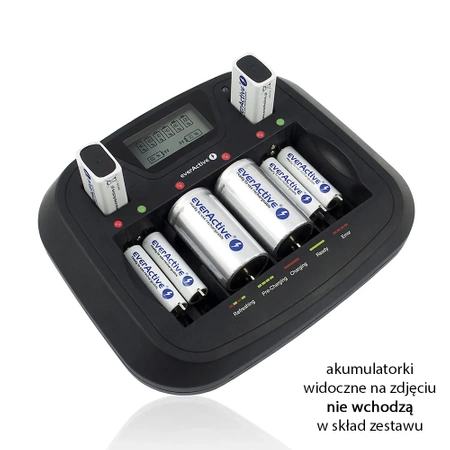 Ładowarka uniwersalna everActive NC-900U z USB (1-6 ogniw AA/AAA lub 1-4 ogniw C/R14, D/R20)