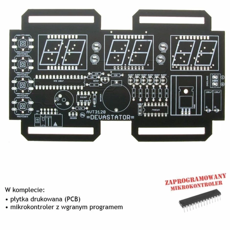 DEVASTATOR, Czyli bombowy zegarek, PCB i mikroprocesor do projektu AVT3128