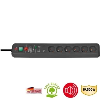 Listwa zasilająca 6 gniazd, przewód 3 m, 16 A, 3G1,5, przeciwprzepięciowa, z uziemieniem, Brennenstuhl Secure-Tec