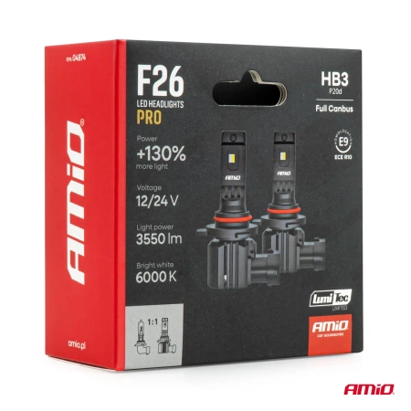 Żarówki samochodowe LED F26 PRO LumiTec LIMITED +130% DUO FULL CANBUS HB3 9005 12/24V AMIO 04874