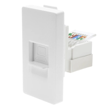 Moduł 1/2 - gniazdo RJ45 Ethernet Cat6 - biały - kompatybilny z ramkami Tawoia Glass