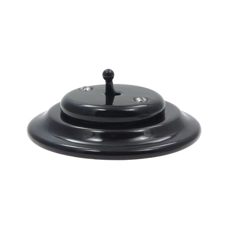 Włącznik dzwonkowy dźwigniowy ceramiczny, okrągły z ramką, podtynkowy czarny Ceramic Loft