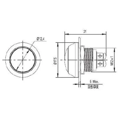 Przycisk wandaloodporny W12P10/C 12mm, monostabilny 1NO, wypukły, chromowany, 2A