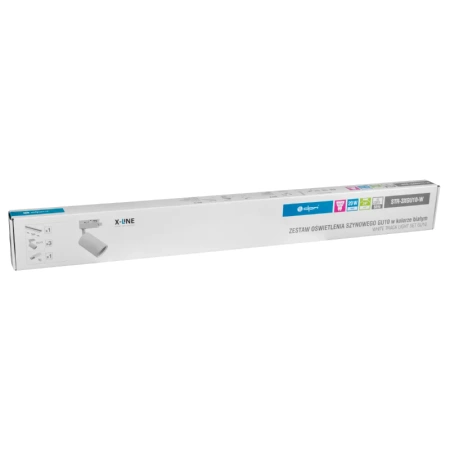 Zestaw oświetlenia szynowego X-LINE: 3 reflektory GU10, 1m szyny, biały