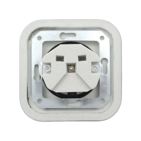 Gniazdo elektryczne Schuko ceramiczne kwadratowe z ramką, montaż podtynkowy, kolor czarny Ceramic Loft