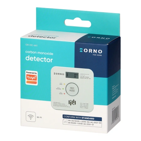 Bateryjny czujnik tlenku węgla/czadu 2xAA WiFi TUYA żywotność sensora 10 lat, ORNO OR-DC-641