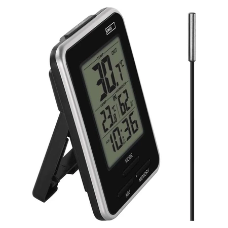 Termometr E0121 z sondą, -40 °C do +60 °C, budzik, zegar