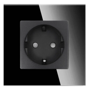Gniazdo elektryczne pojedyncze Schuko - szklana ramka - czarne - Tawoia Glass