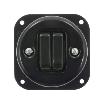 Włącznik światła schodowy podwójny ceramiczny, okrągły podtynkowy czarny Ceramic Loft