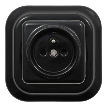 Gniazdo elektryczne ceramiczne kwadratowe z ramką, montaż podtynkowy, kolor czarny Ceramic Loft