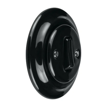 Włącznik światła schodowy z ramką, ceramiczny, montaż podtynkowy, kolor czarny Ceramic Loft