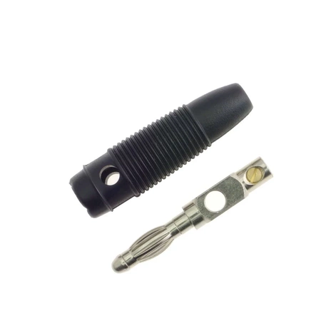 Wtyk izolowany 4mm lamelkowy z otworem 4mm, przykręcany, czarny