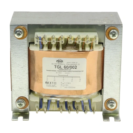Transformator głośnikowy TGL 60/002, 60VA, 2,2 kΩ/8Ω, Push-Pull, 40Hz–15kHz, Indel