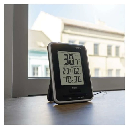 Termometr E0121 z sondą, -40 °C do +60 °C, budzik, zegar