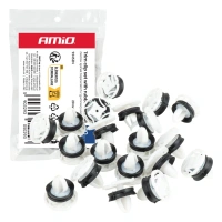 Spinki tapicerskie z gumową uszczelką do boczków drzwi, otwór 9 mm, łeb 20 mm, białe, 20 szt. - AMiO 05029
