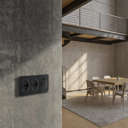 Włącznik żaluzjowy / roletowy, montaż podtynkowy, kolor czarny OVAL Electromalt, OVA1030B