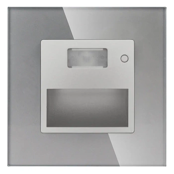 Lampka schodowa LED 230V 1.5W z czujką ruchu - szklana ramka - szary - Tawoia Glass