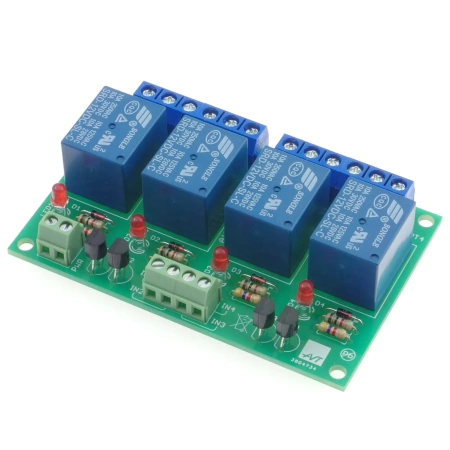 Moduł przekaźnikowy do automatyki - 4 kanały 12 V / 10 A - zlutowany KIT AVT 1691