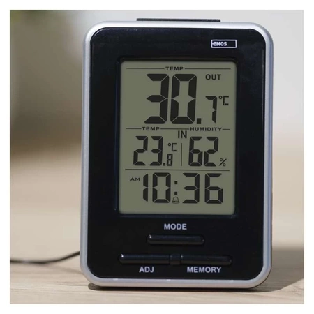 Termometr E0121 z sondą, -40 °C do +60 °C, budzik, zegar