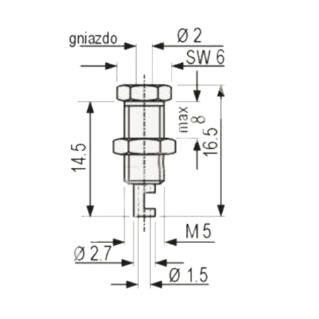 Gniazdo nieizolowane 2mm przykręcane
