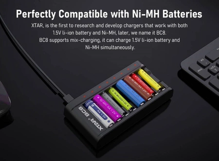 Ładowarka do akumulatorów R03 / AAA oraz R6 / AA Li-ion 1.5V / NiMH Xtar BC8