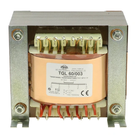 Transformator głośnikowy Indel TGL 60/003, 60 W, 2,2 kΩ/4 Ω, Push-Pull 6P3C