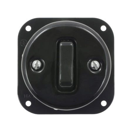 Włącznik światła pojedynczy ceramiczny, okrągły z ramką, podtynkowy czarny Ceramic Loft