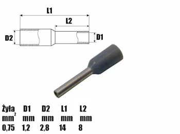 Tulejka kablowa izolowana 0.75mm² 8mm - końcówka tulejkowa SGE 601220