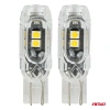 Żarówki LED W5W T10 bez CANBUS 12 V, 5 diod SMD 2835, przezroczysty korpus, światło białe, 2 szt. - AMiO 04995