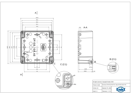 Obudowa hermetyczna ZP105.105.60 jasnoszara ABS