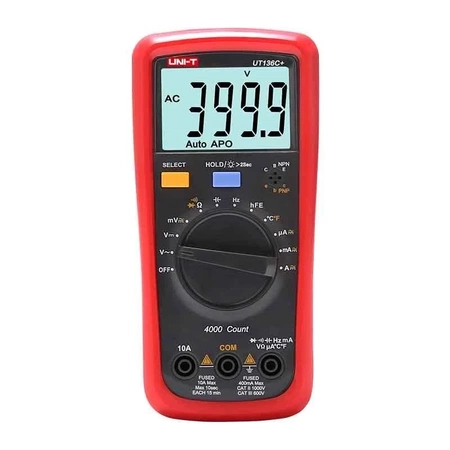 Multimetr Uni-T UT-136C+, 4000 zliczeń, napięcie do 1000 V, pomiar temperatury i pojemności