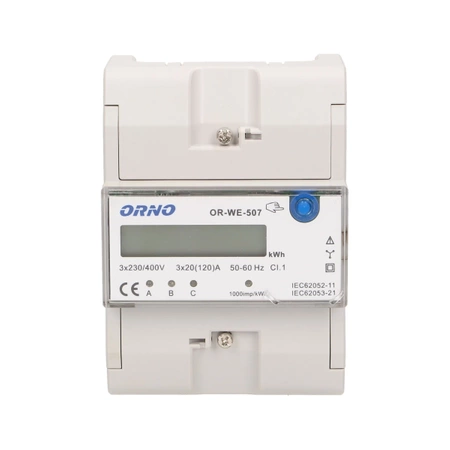 Licznik energii 3-fazowy, 120 A, na szynę DIN, ORNO OR-WE-507